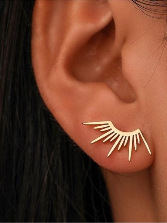 Jewelry - Gold Plated Stainless Steel Sun Rays Stud Earrings